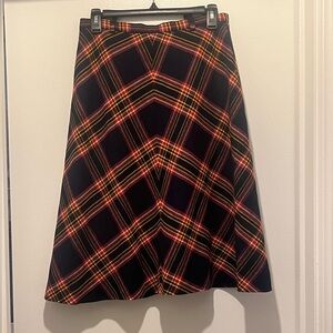 Vintage Jaeger London Wool Plaid A-Line Skirt